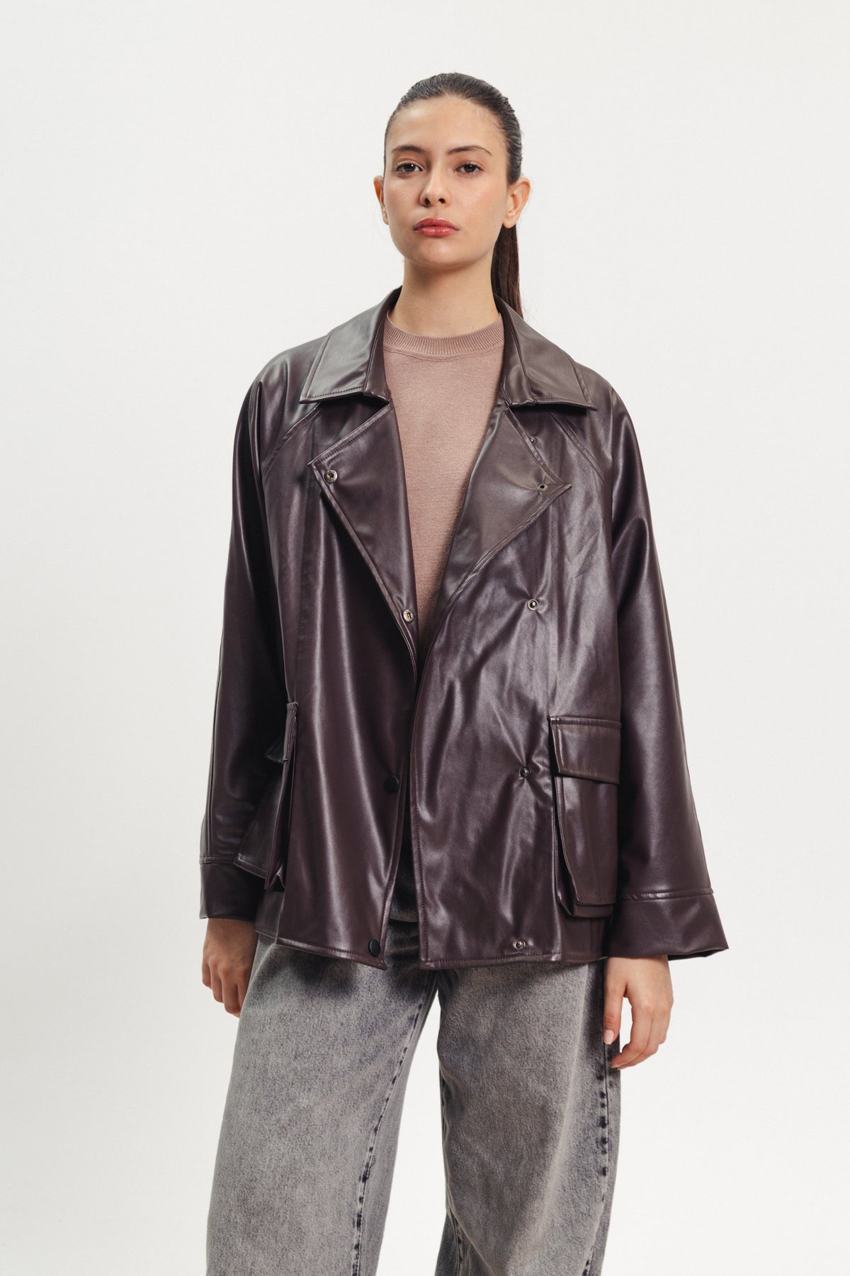 Leather Oversized Blazer