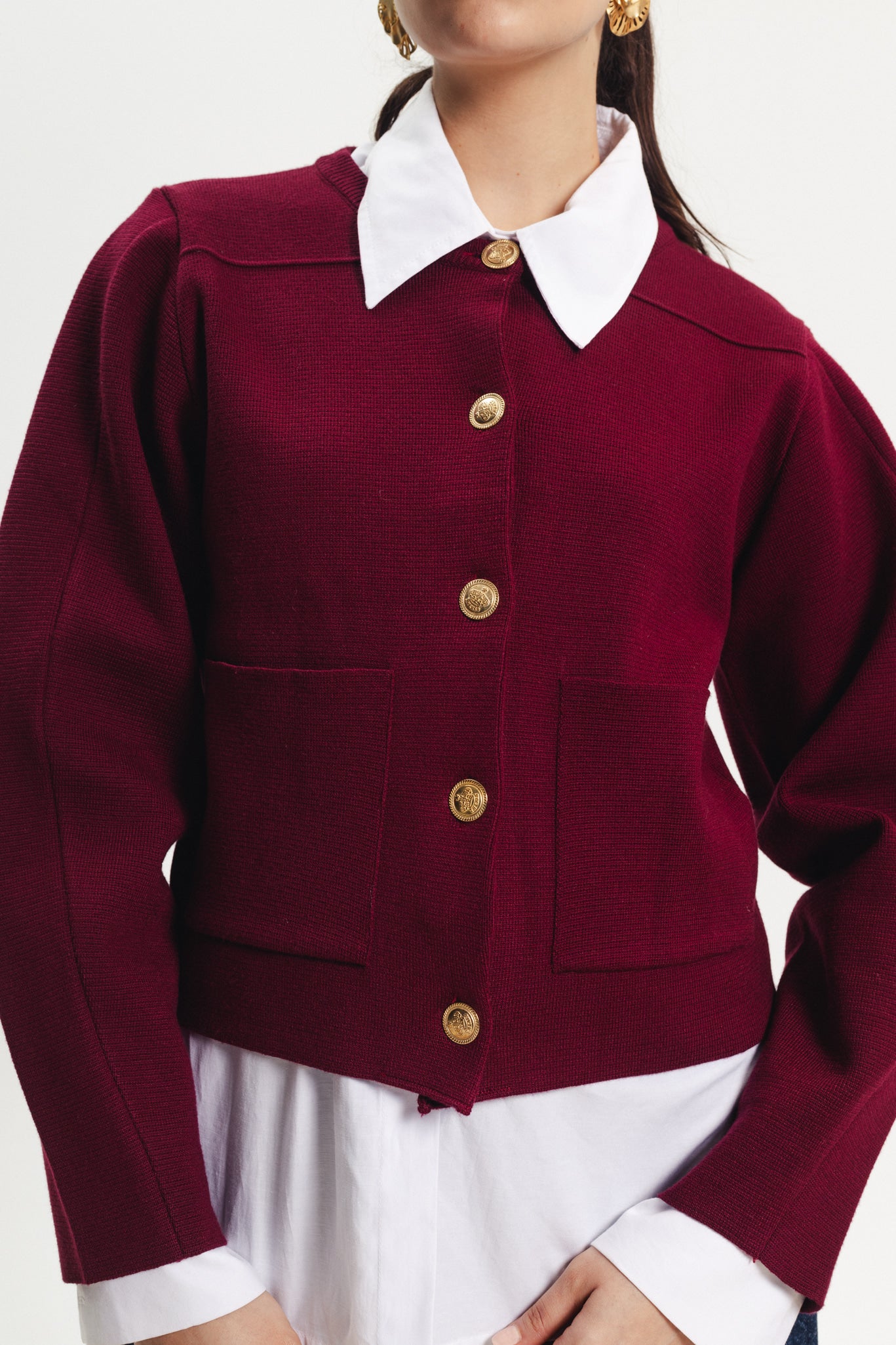 Barrel Sleeves Sweater - Burgundy