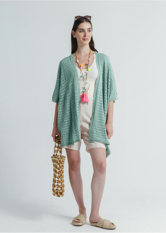 Long Knit Cardigan - Mint