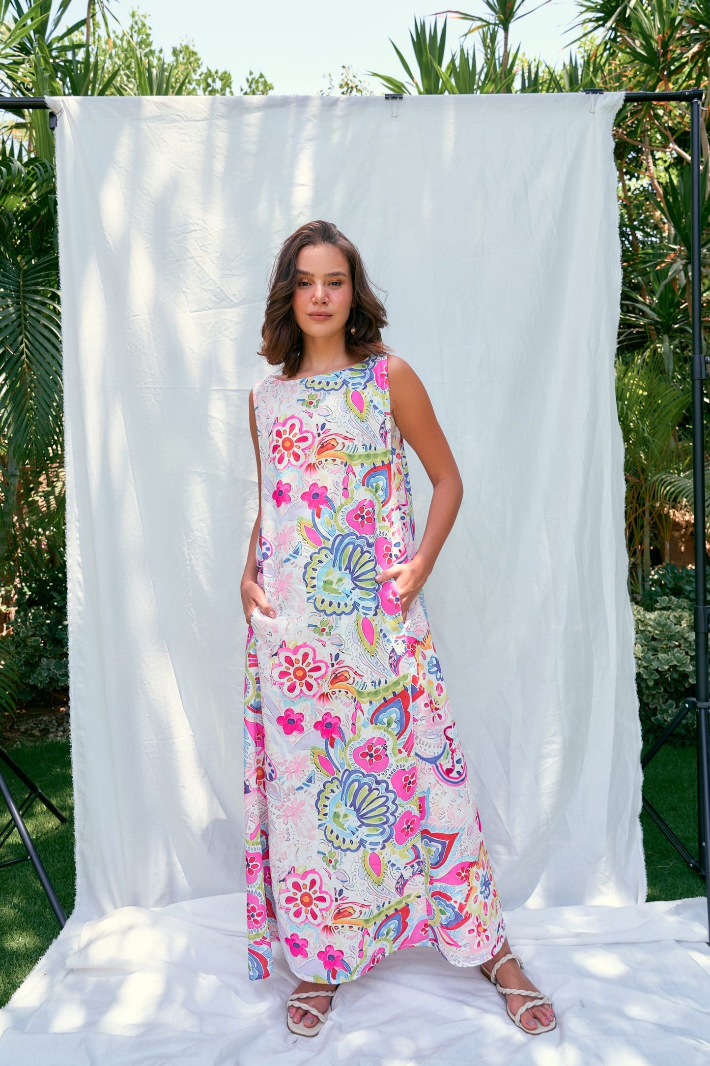 TROPICAL FLOWERS PASTEL DRESS