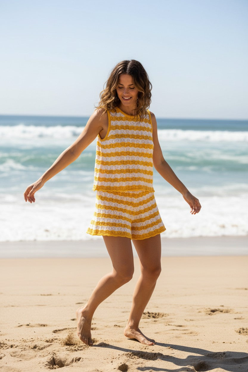 Zigzag Knit Set - Yellow