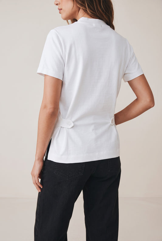 Side Buttons Cotton T-shirt - Off White