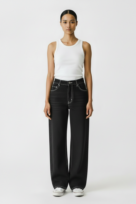 Denim Pants Black Havan Stitching