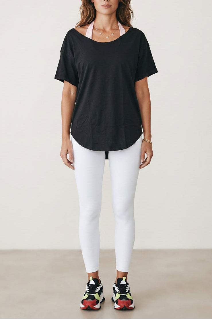 Boat Neck Cotton T-Shirt