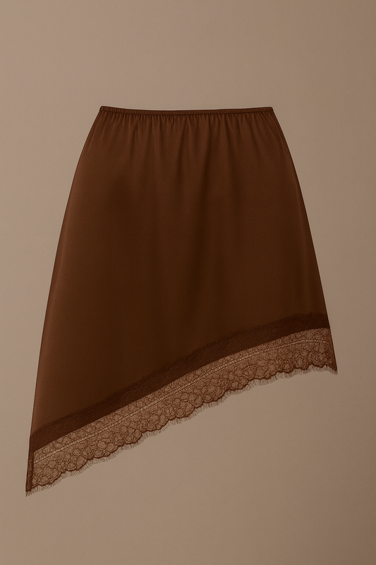 Laced Satin Under Skirt- Brown