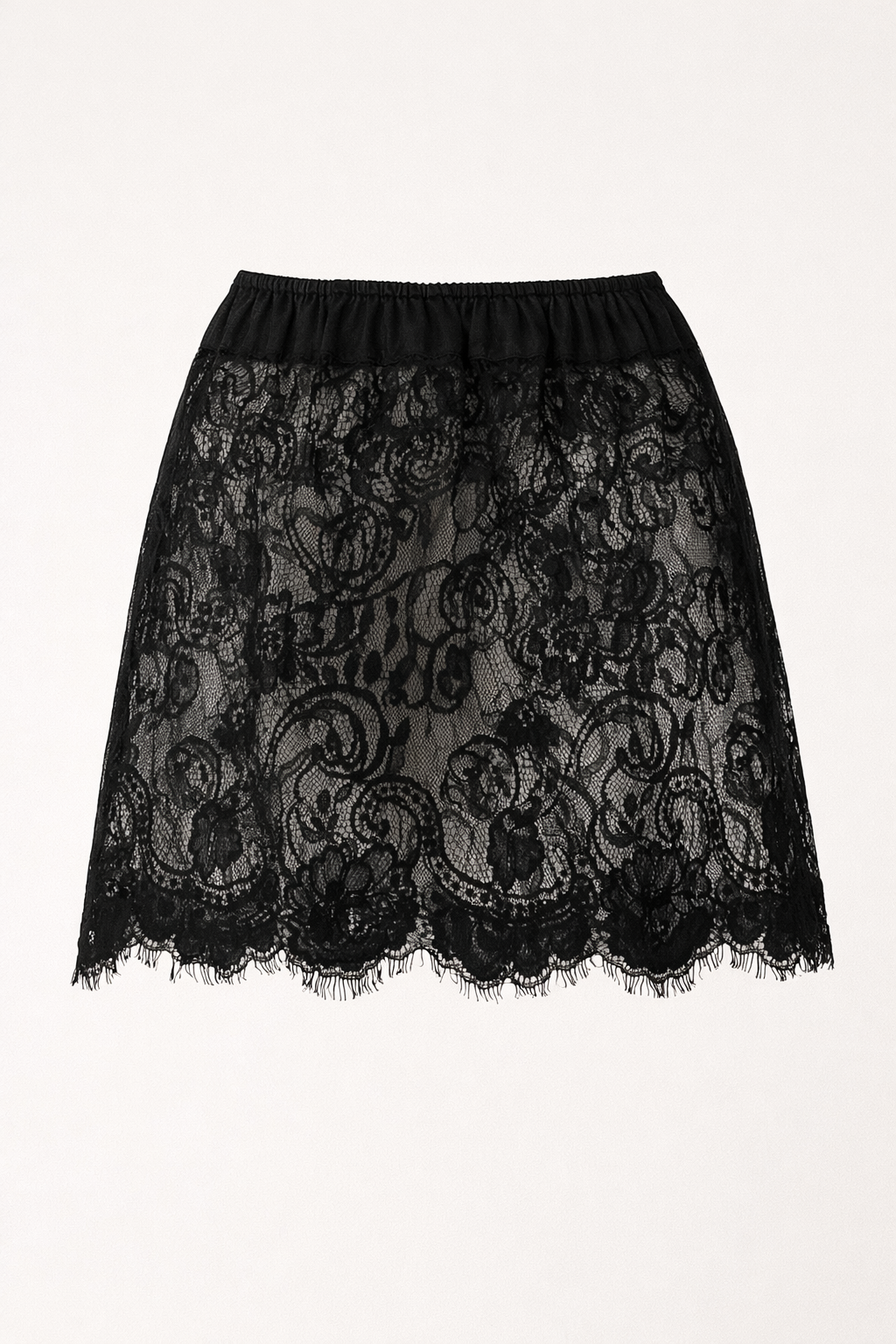 Full Lace Mini Under Skirt - Black