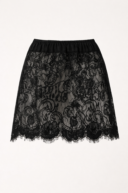 Full Lace Mini Under Skirt - Black