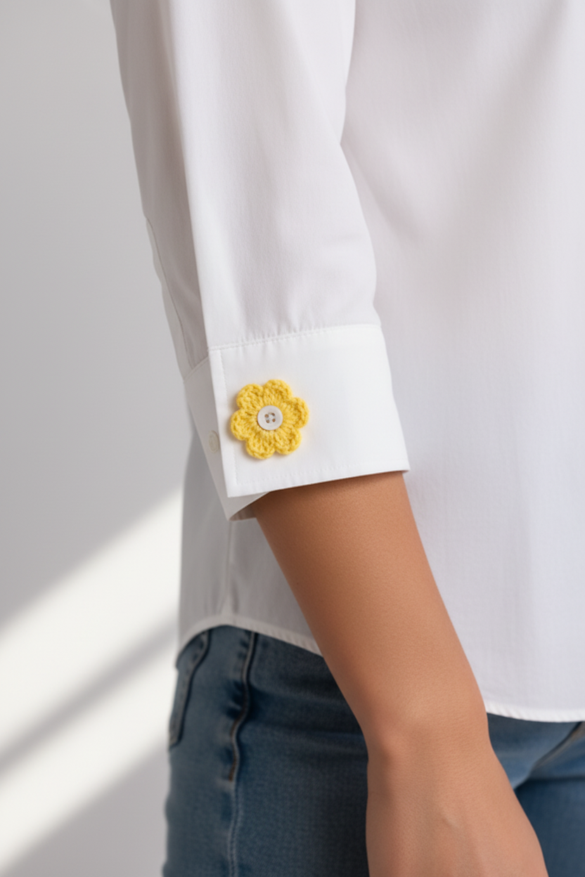 Button Add-on Crochet Pastel Flower