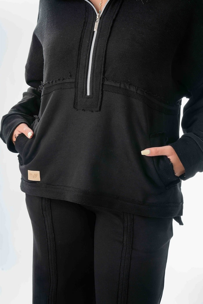 Quarter Zipper Set - Black