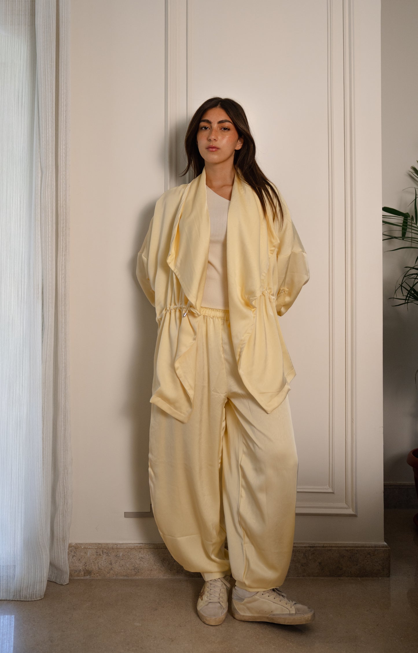 Crushed Satin Jacket - Butter Yellow