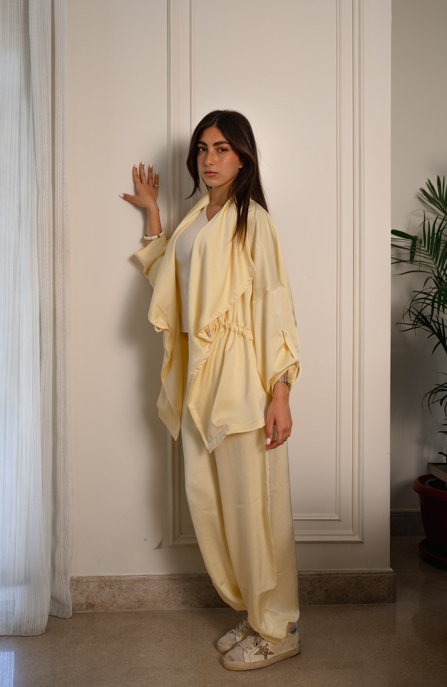 Crushed Satin Jacket - Butter Yellow