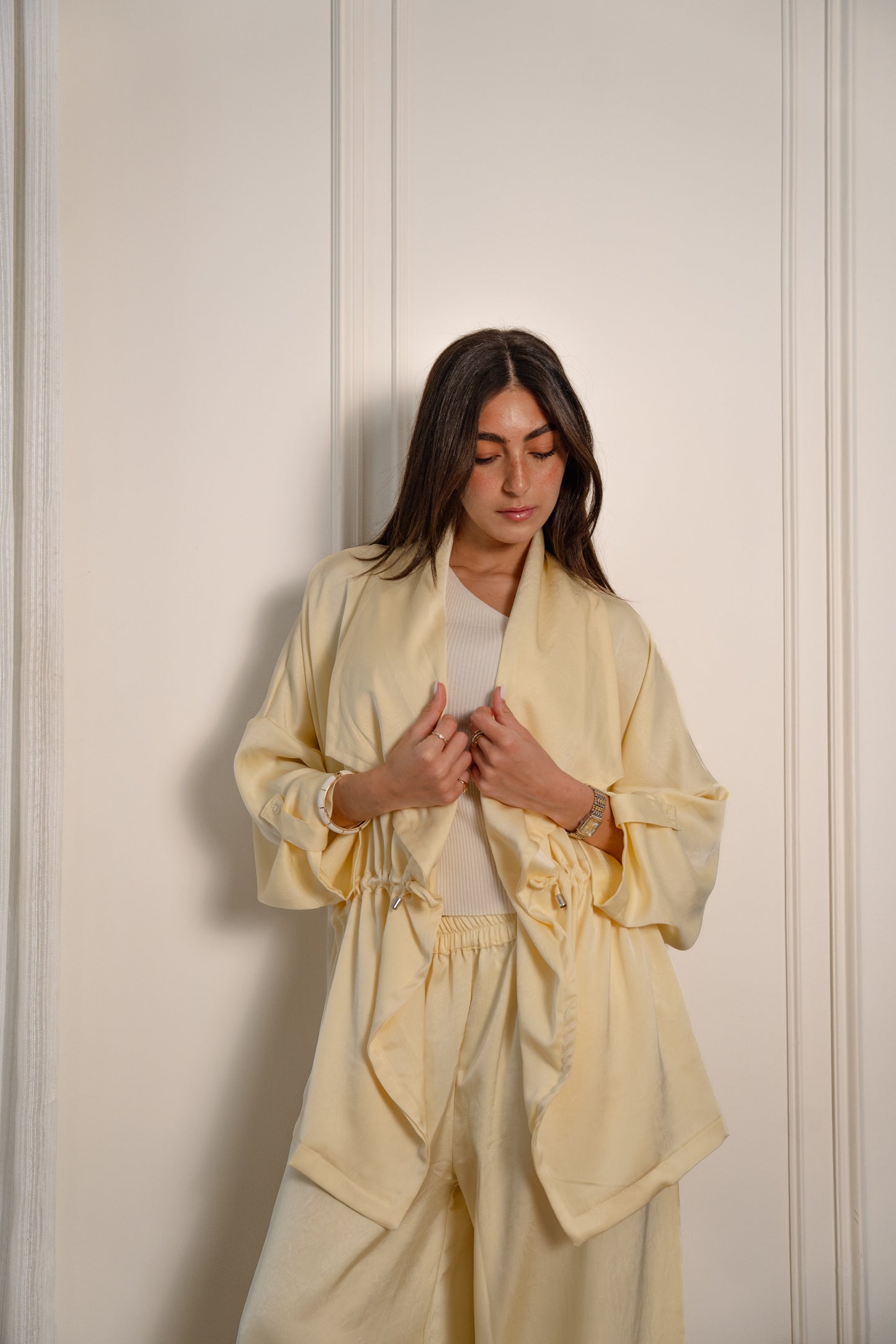 Crushed Satin Jacket - Butter Yellow