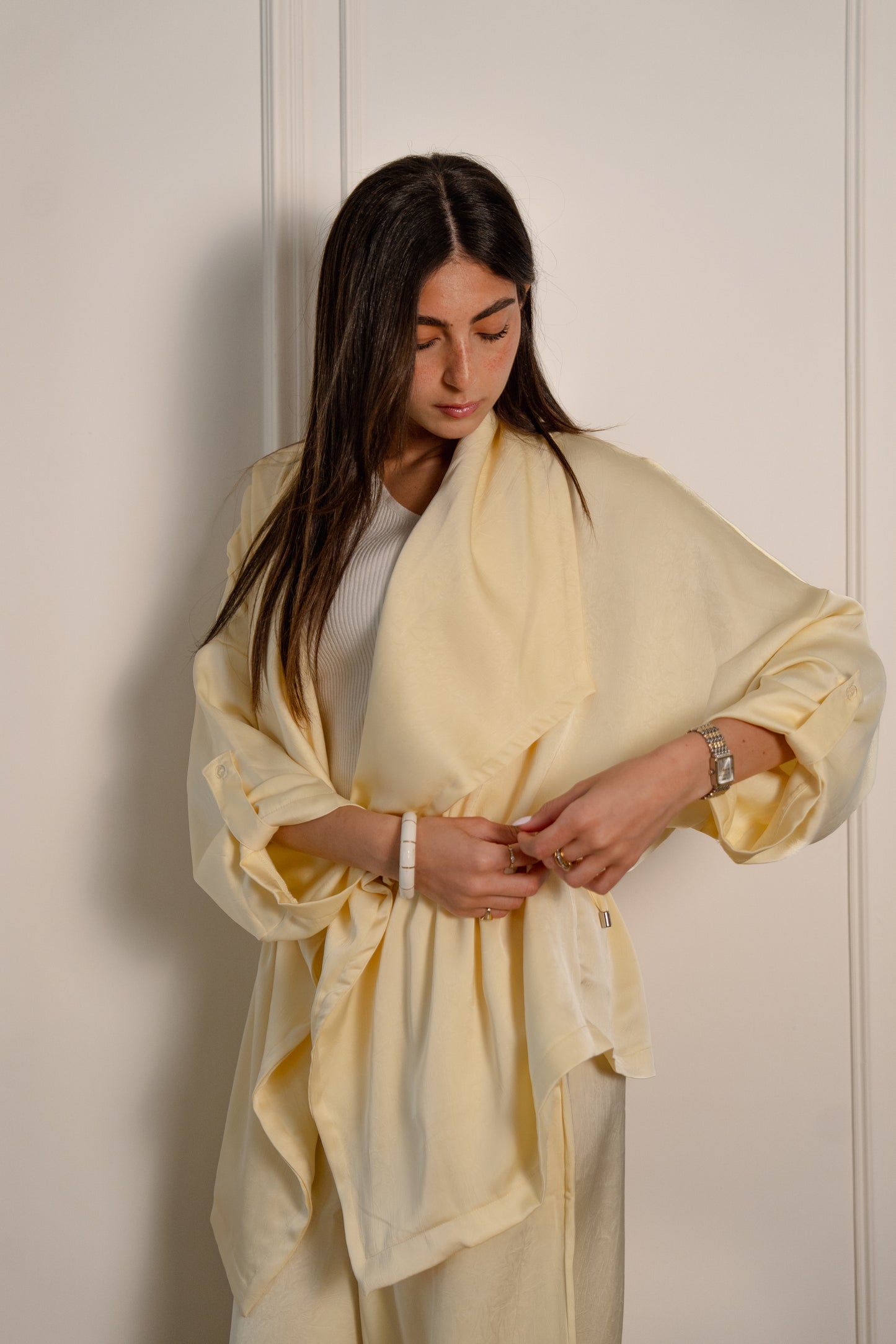 Crushed Satin Jacket - Butter Yellow