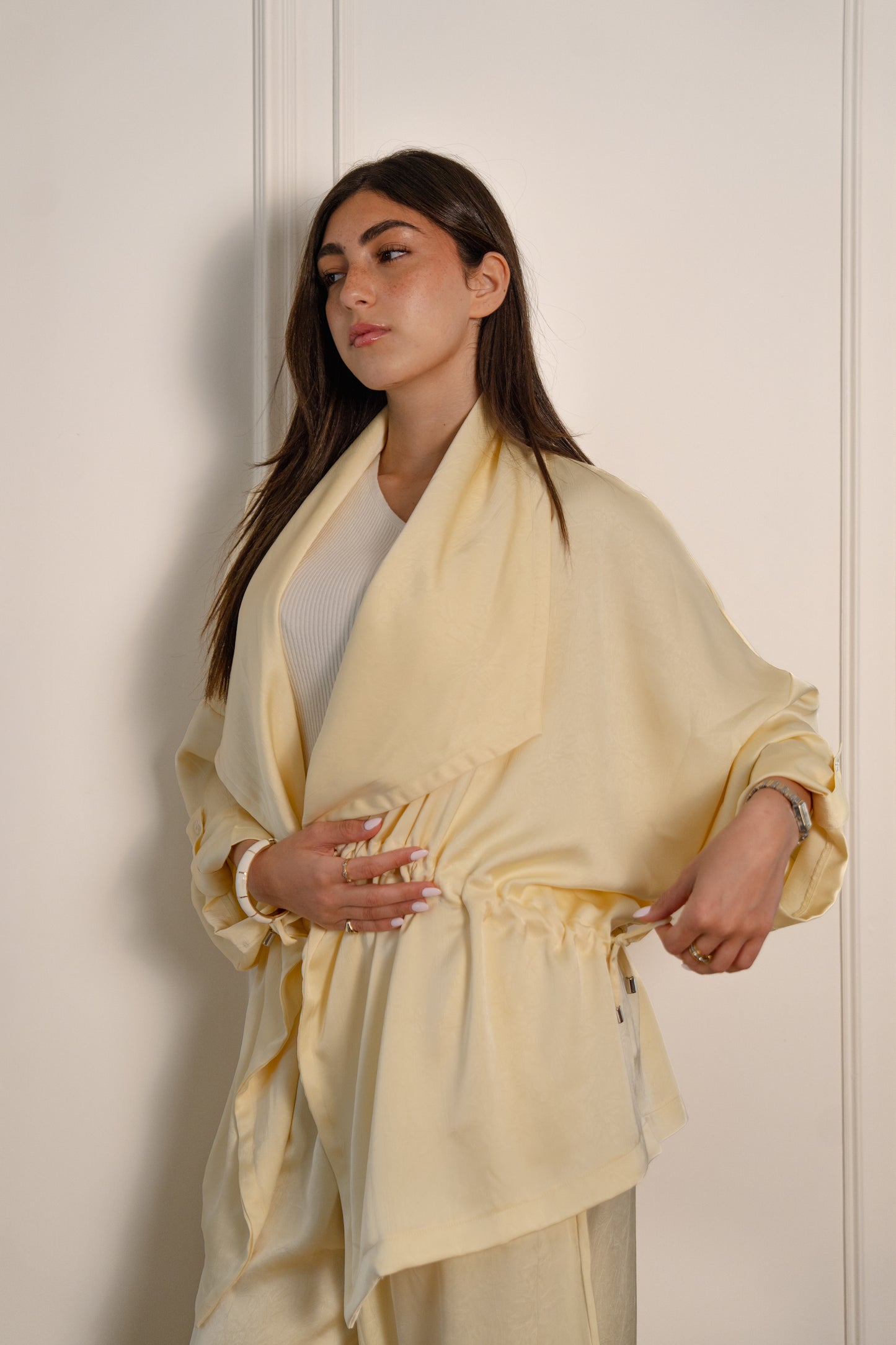 Crushed Satin Jacket - Butter Yellow