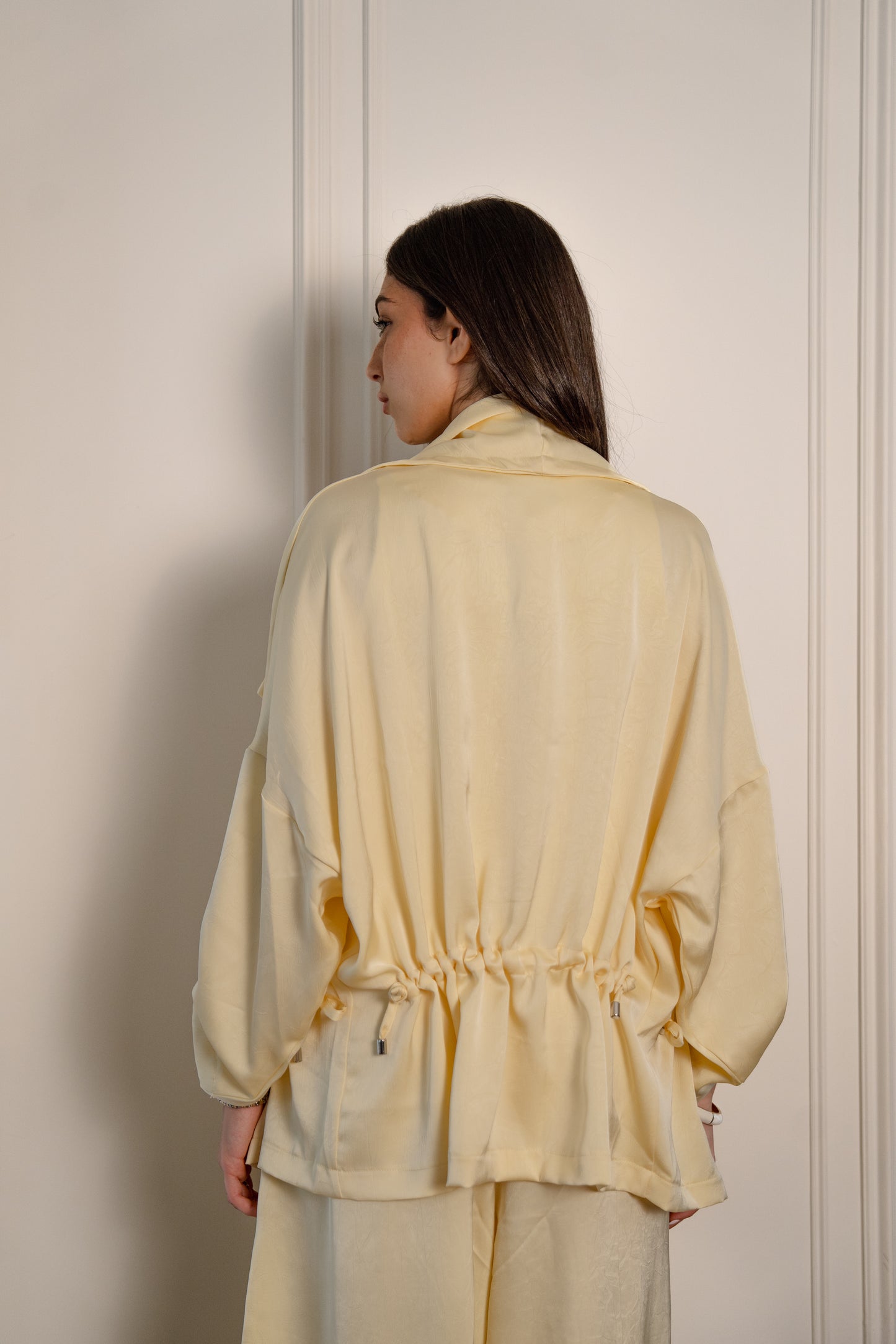 Crushed Satin Jacket - Butter Yellow