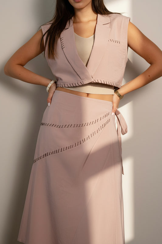 Hand Stitched Vest - Dusty Pink
