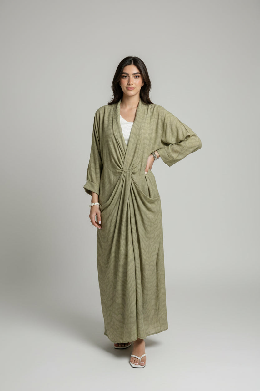 Overlapping Maxi Dress - Olive