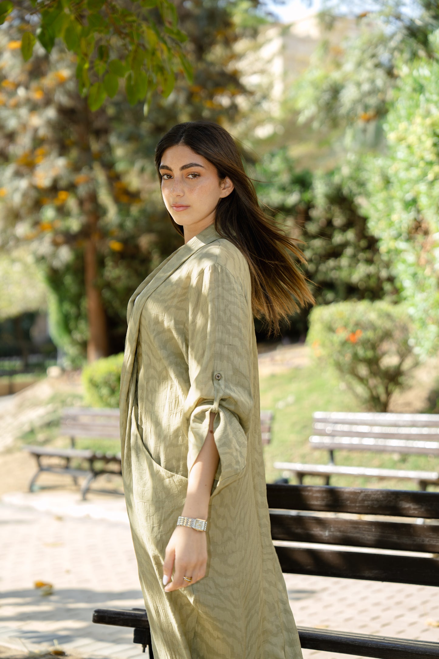 Overlapping Maxi Dress - Olive