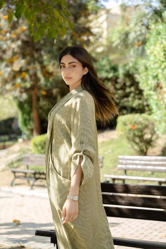 Overlapping Maxi Dress - Olive
