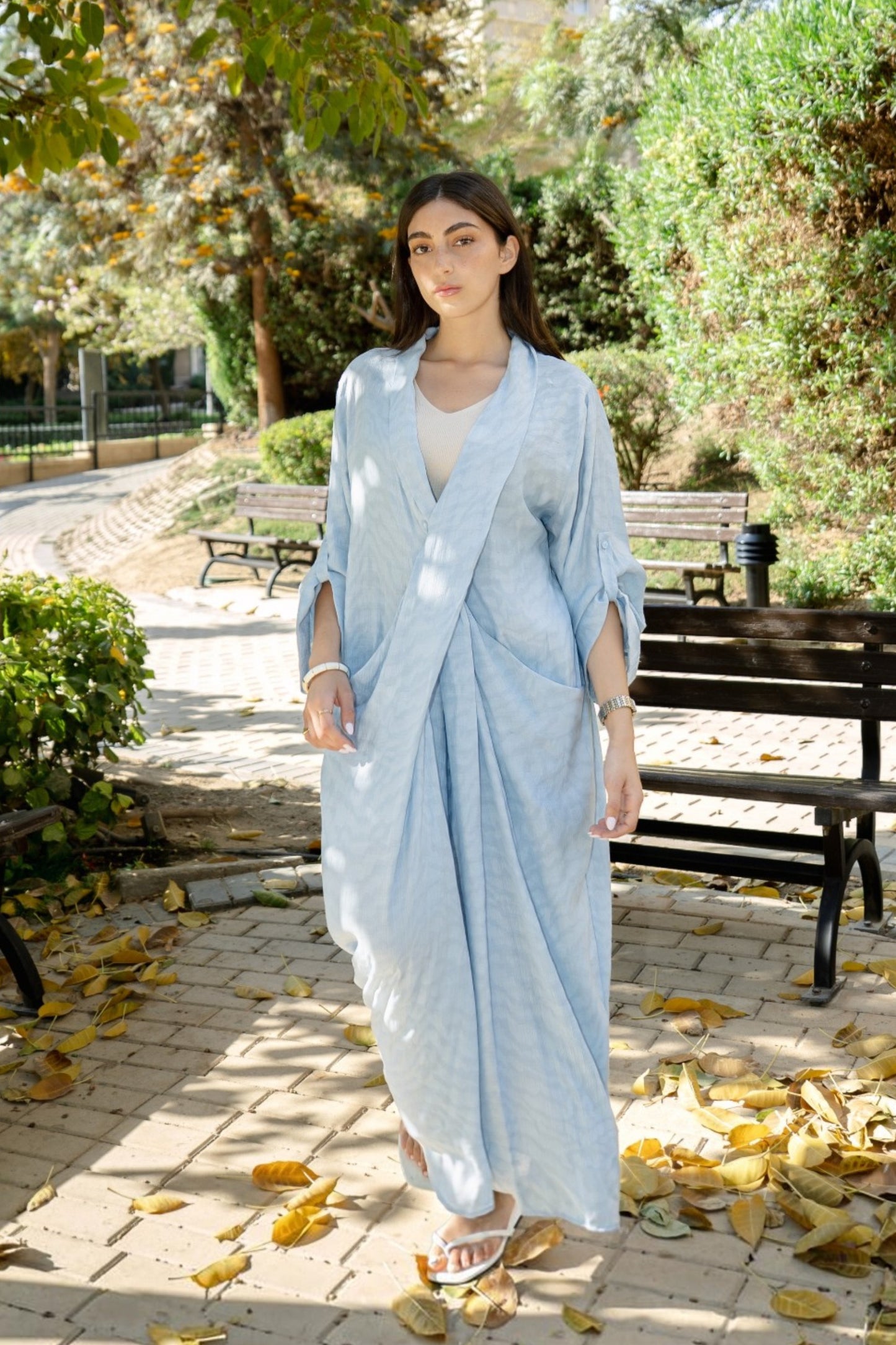 Overlapping Maxi Dress - Baby Blue