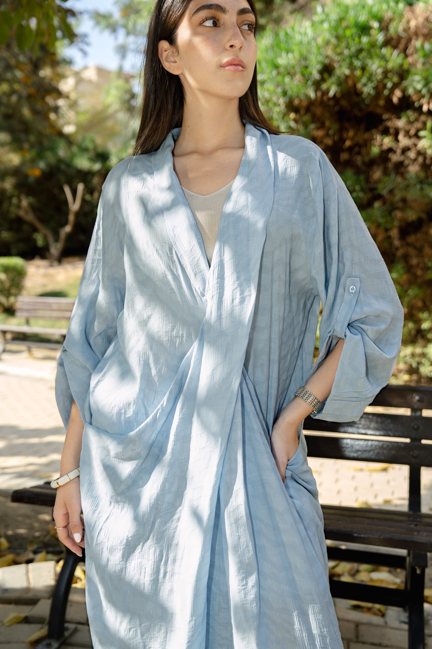 Overlapping Maxi Dress - Baby Blue