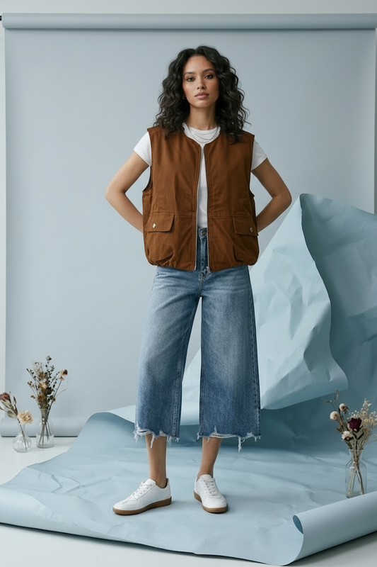 Utility Cargo Vest - Coffee
