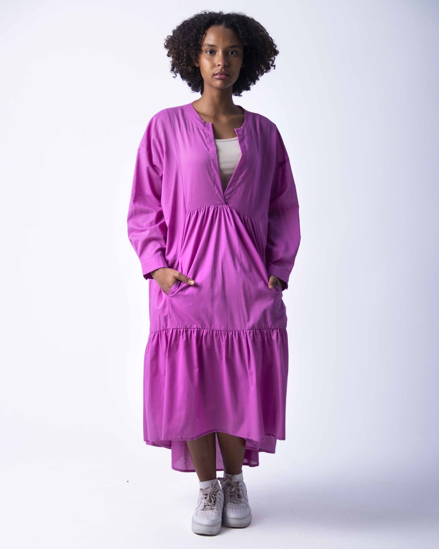 LAYERED POPLIN DRESS