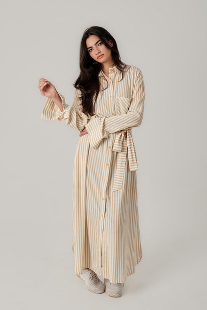 STRIPPED SHIRT DRESS