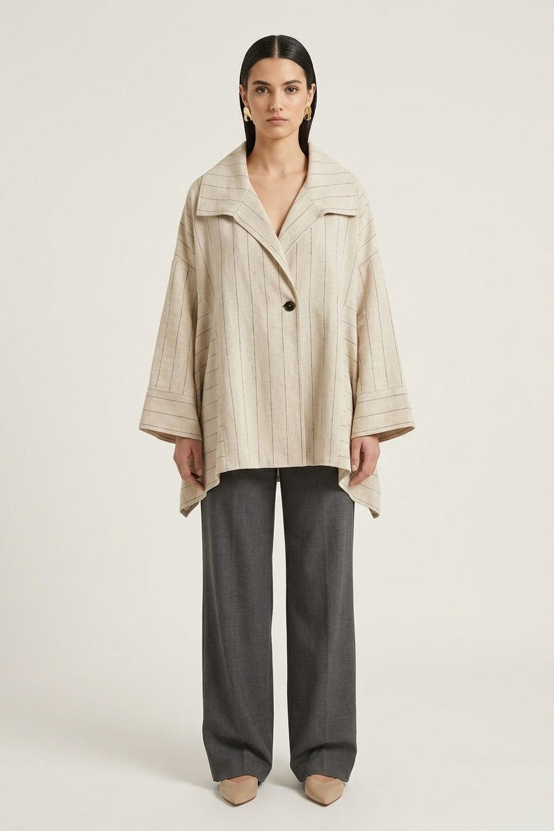Asymmetric Linen Cardigan - Off White