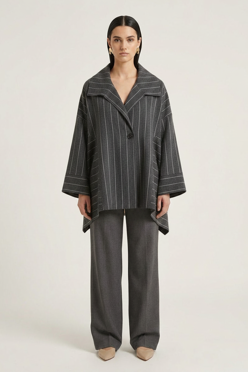 Asymmetric Linen Cardigan - Grey
