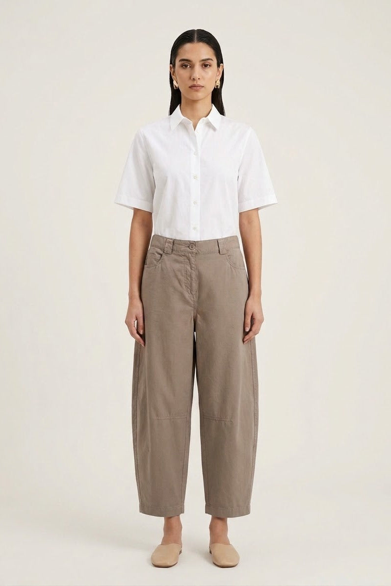 Barrel Gabardin Pants - Beige
