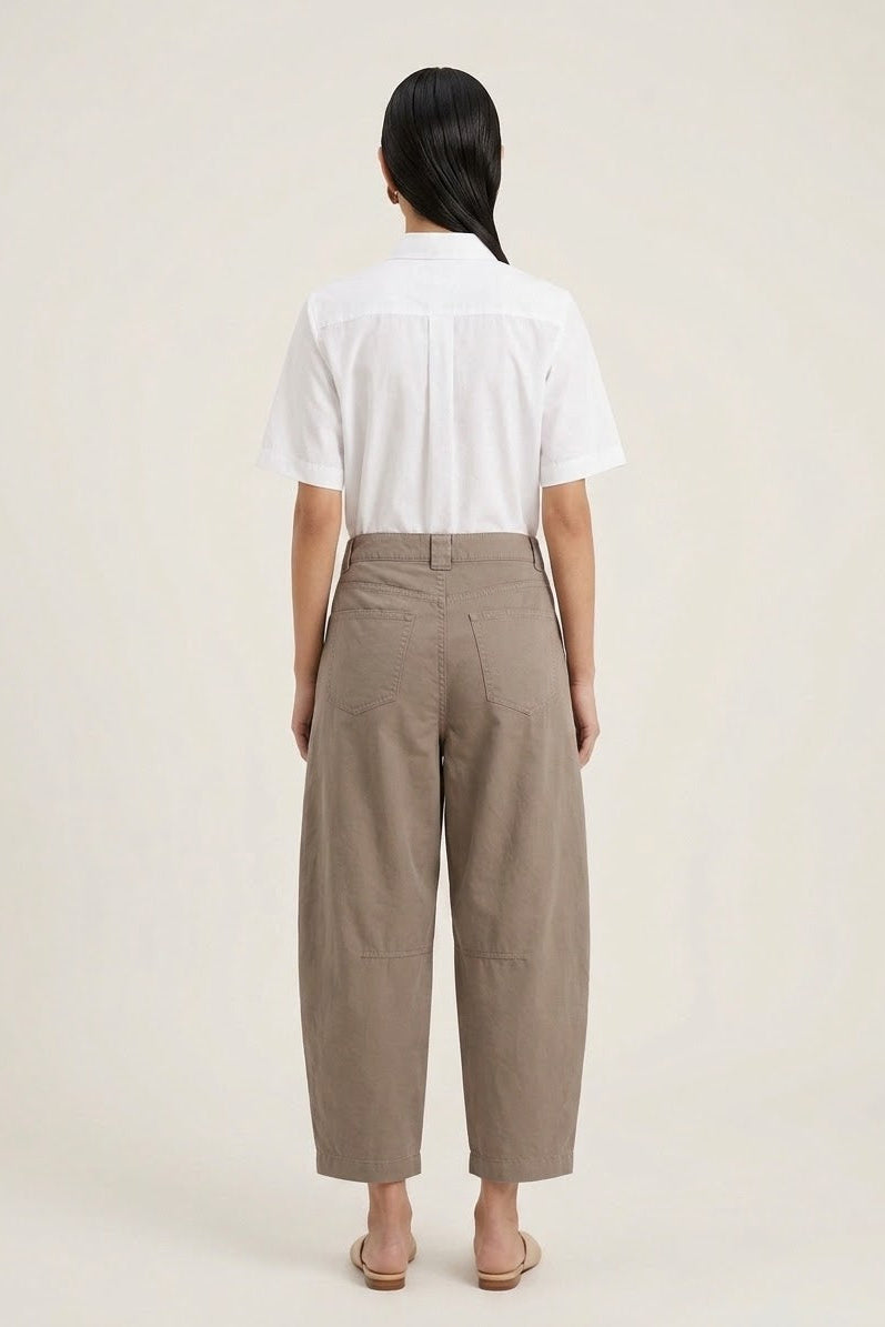 Barrel Gabardin Pants - Beige