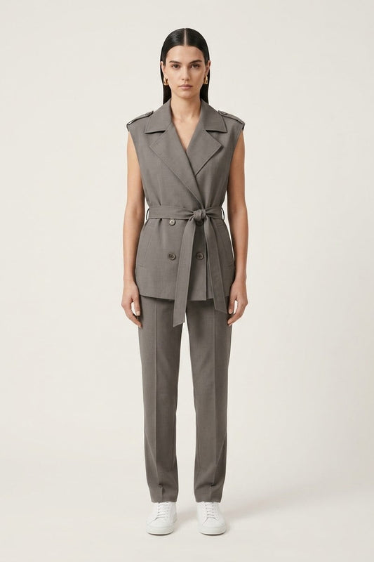 Tencel Belted Vest - Gray