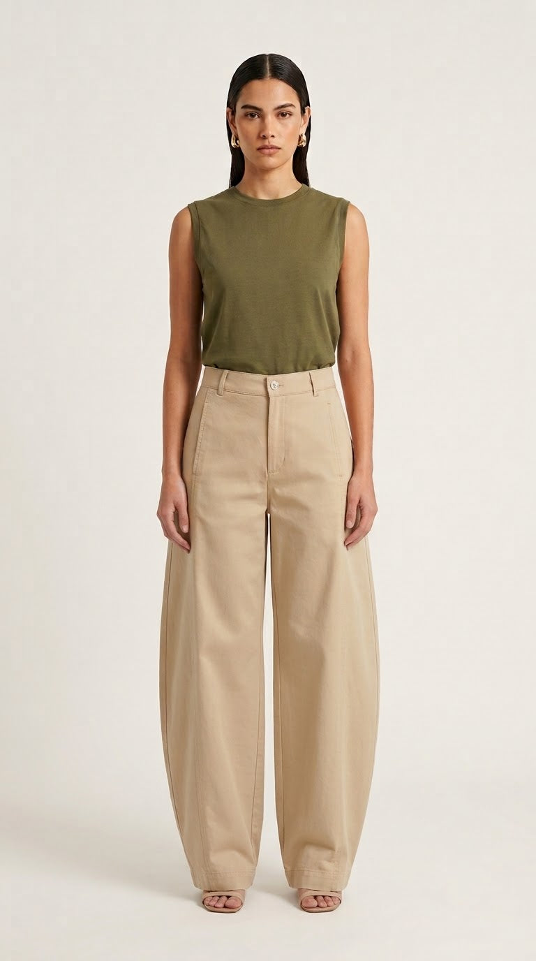 Soft Touch Gabardine Pants- Beige