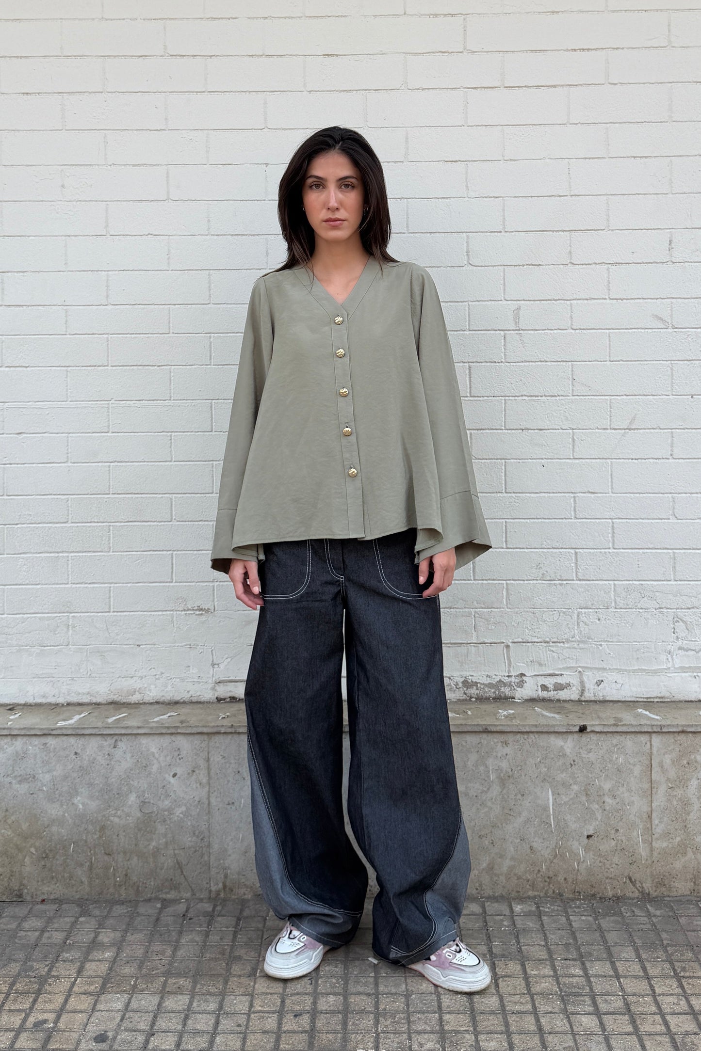Bell Sleeves Shirt - Green