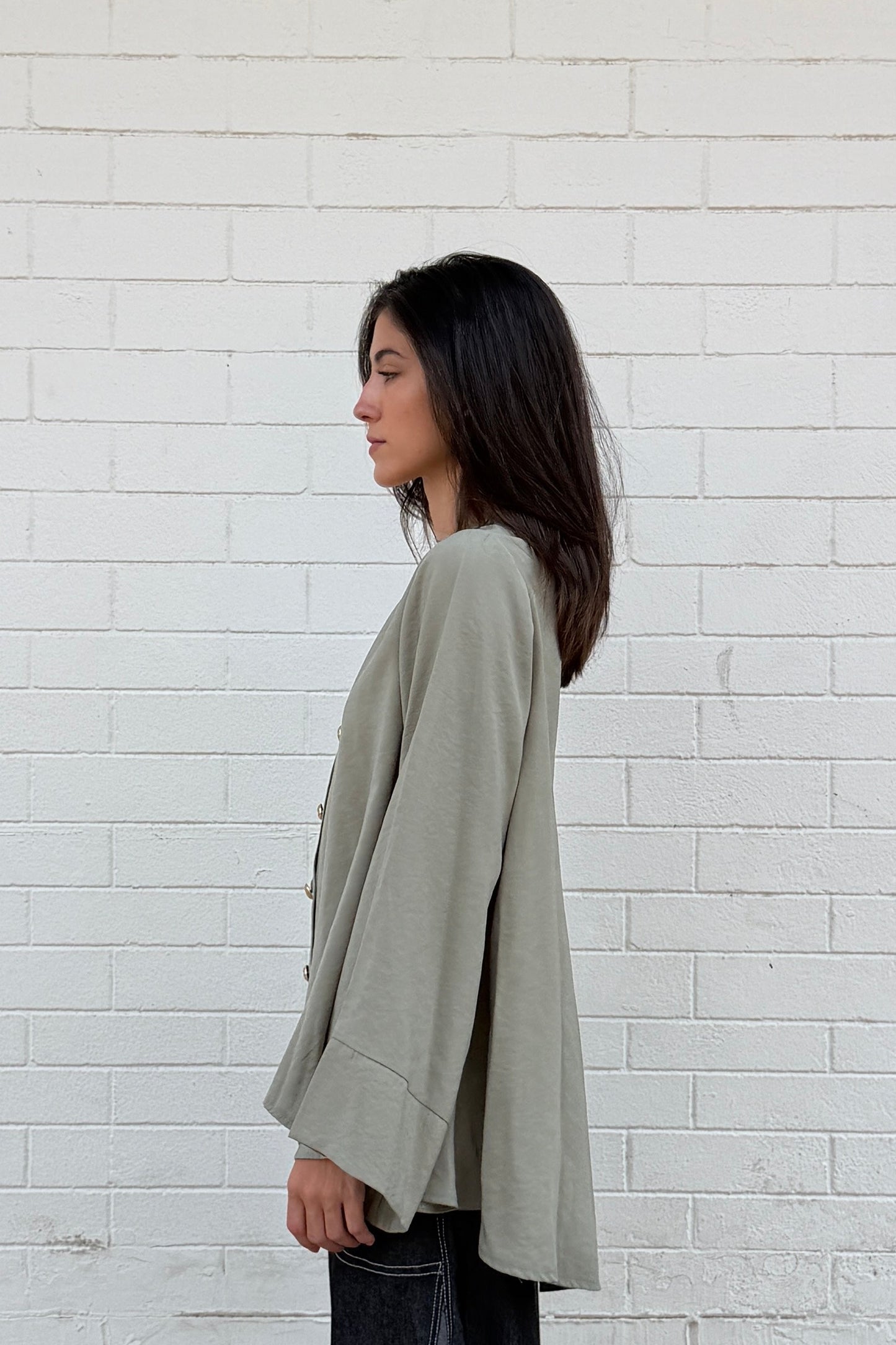 Bell Sleeves Shirt - Green