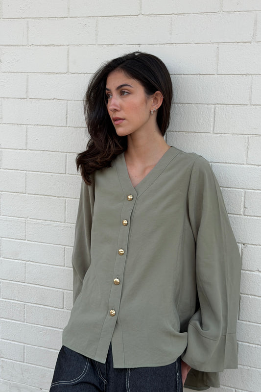 Bell Sleeves Shirt - Green
