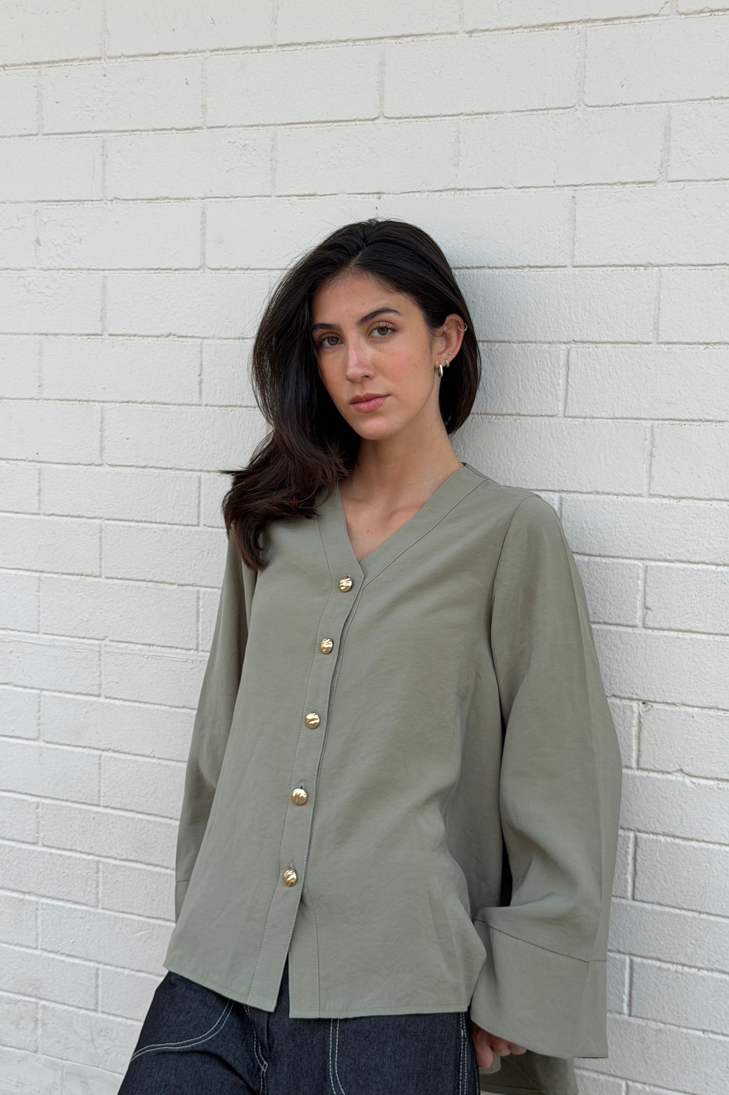 Bell Sleeves Shirt - Green