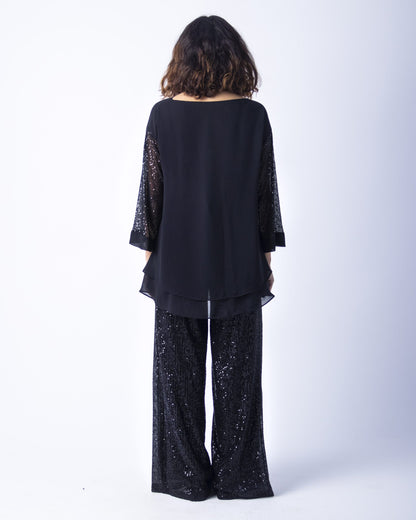 SEQUENCED WIDE LEG PANTS