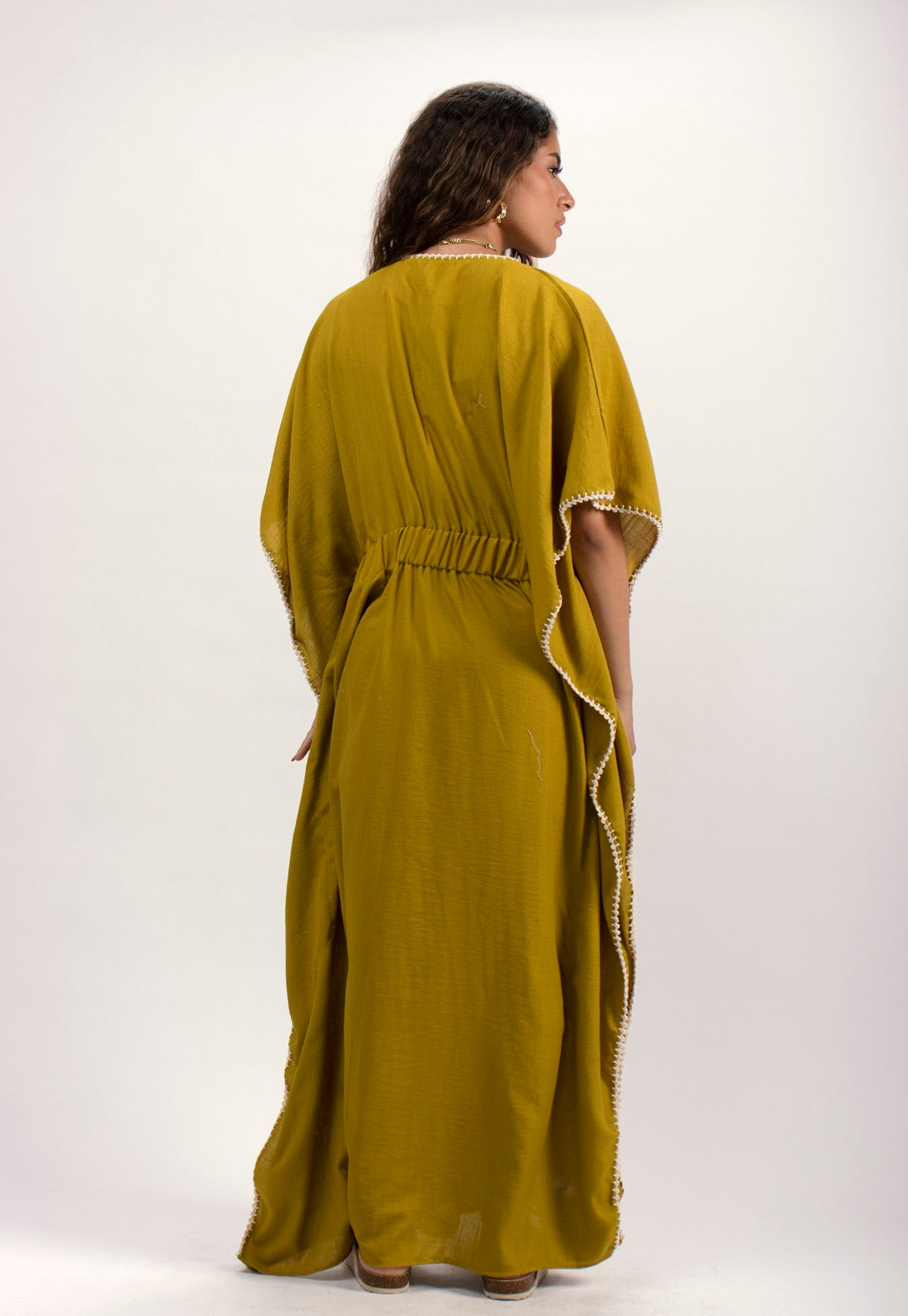 Handtrimmed Kaftan Dress - Kiwi