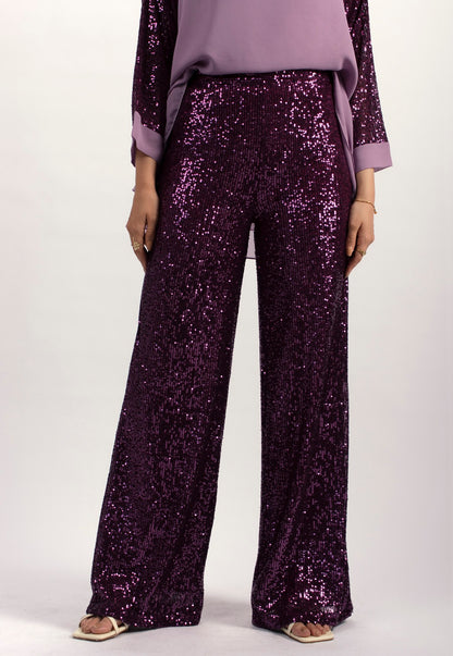 SEQUENCED WIDE LEG PANTS