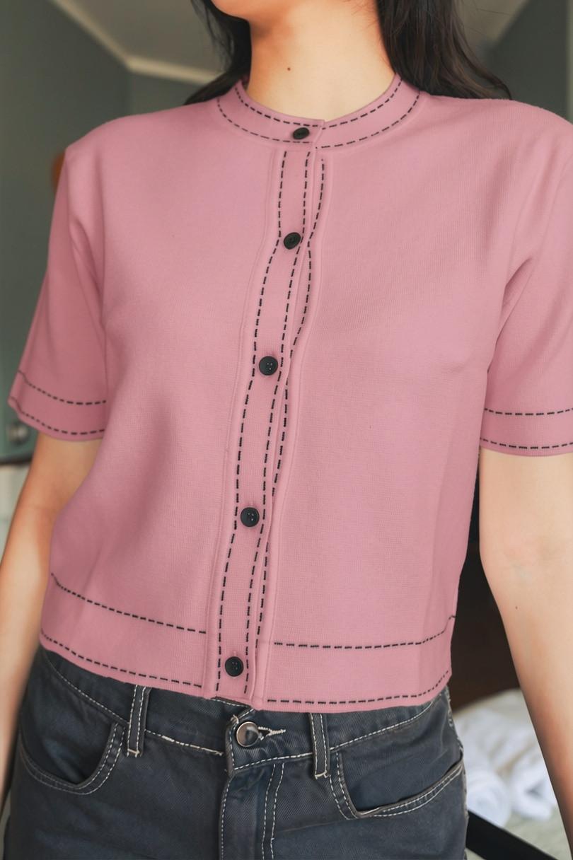 Stitched Knit Top - DUSTY Pink (Copy)
