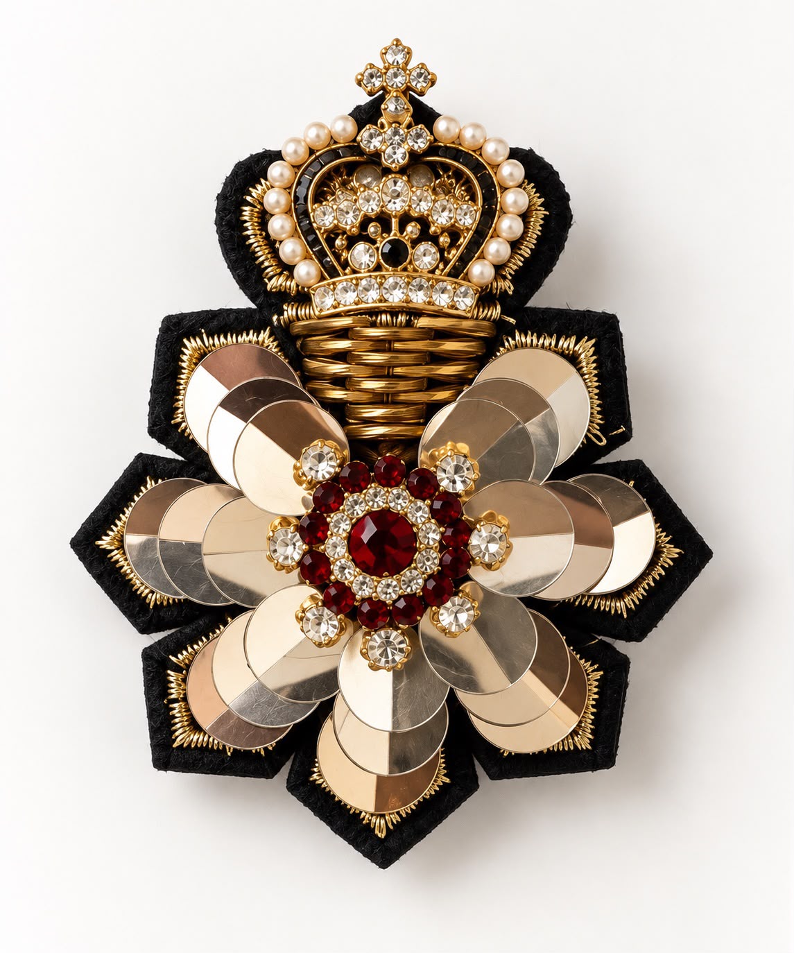 Beaded Crown Brooch