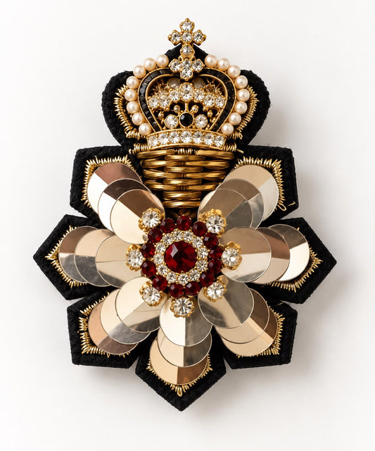 Beaded Crown Brooch