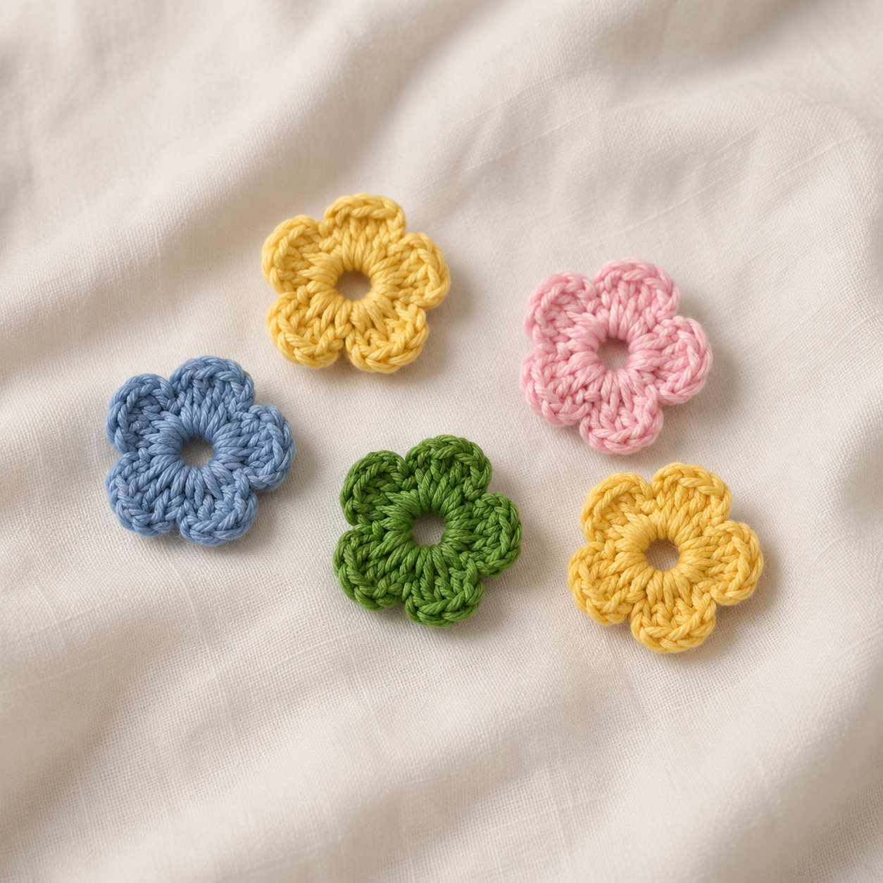 Button Add-on Crochet Pastel Flower