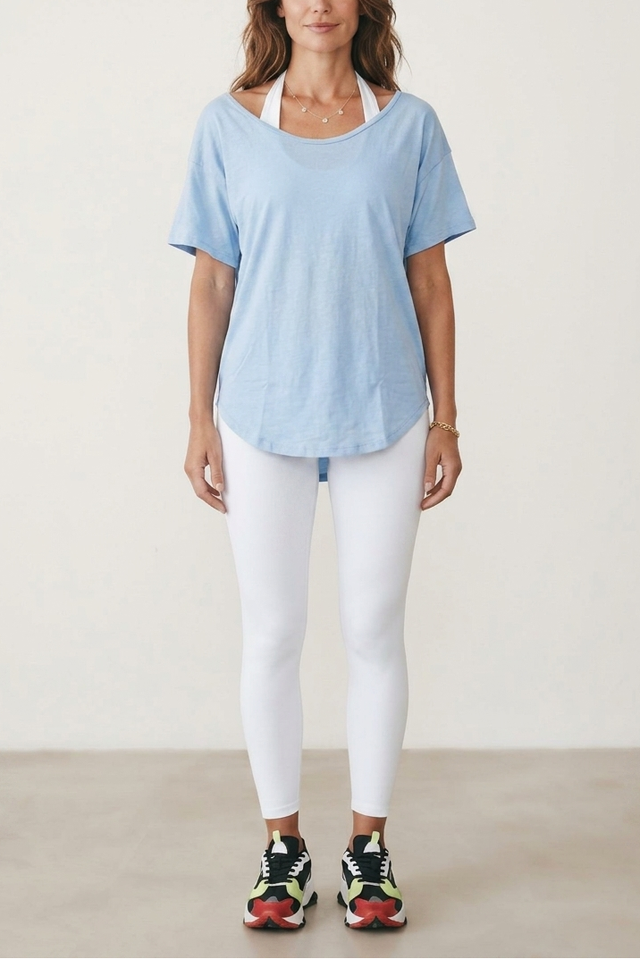 Boat Neck Cotton T-Shirt