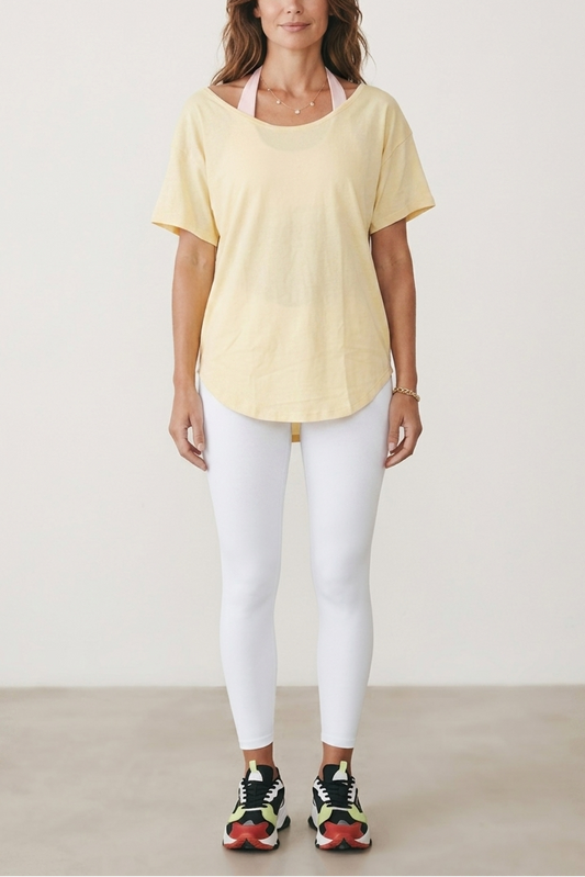 Boat Neck Cotton T-Shirt - Butter Yellow