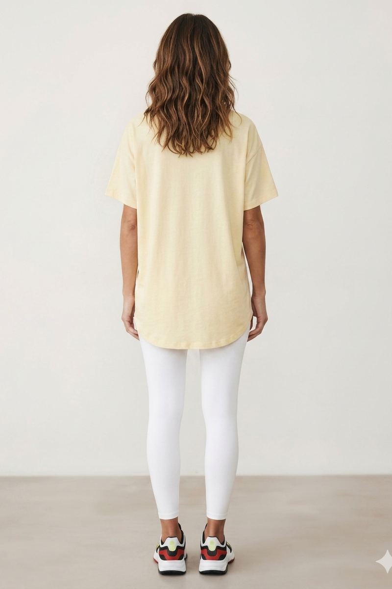 Boat Neck Cotton T-Shirt - Butter Yellow